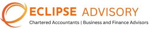 Eclipse Advisory Chartered Accountants - black and orange text logo with brand icon